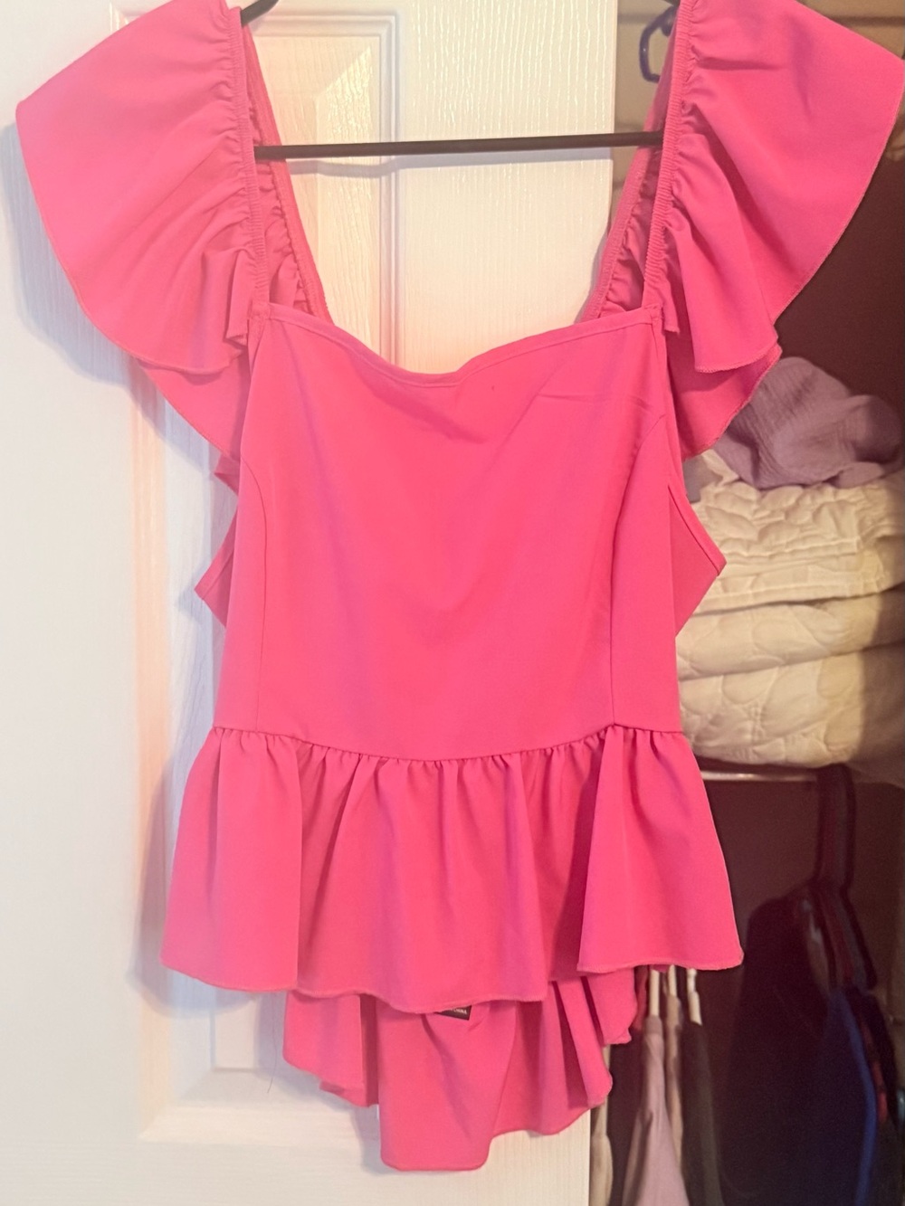Feminine Pink Ruffle Peplum Camisole